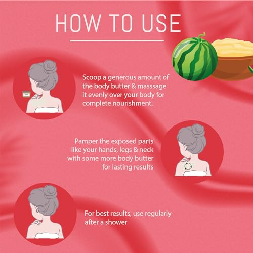 Image of RYLLZ ESSENTIALS Watermelon Blast Body Butter | with Shea Butter, Cocoa Butter, Mango Butter, Niacinamide & Jojoba Oil | for 48Hrs Moisturisation, Stretch Marks, Dry /Itchy Skin & Uneven Skin Tone | 200 ml