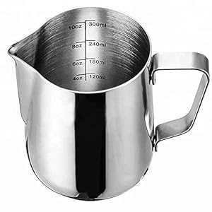 Milk Frothing Pitcher, Stainless Steel Espresso Steaming Pitcher 12OZ/350ML Coffee Milk Frother Cup for Espresso Machine…