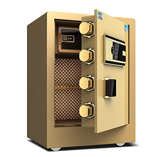 YXX- Safe Tresor Möbeltresor 45cm Groß Sicherheitsbox Mit 4 Stahlverriegelungsbolzen, Gold Schranksafes Für Geld, Bargeld, Dokumente (A4-Papierformat)