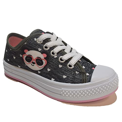 Tênis Infantil Meninas Botinha De Personagem Panda Cano Alto e Cano Baixo (30, PretoCanoBaixo)