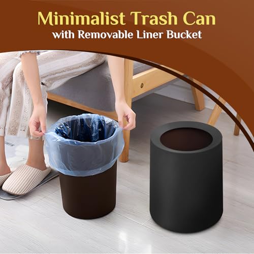 2 Canecas de Basura Redondas Modernas 3Gal Negra Pack miniatura 6