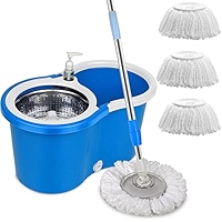 Amazon.com: Sistema de trapeador giratorio y cubeta | Trapeador giratorio  de 360 grados y cubo con juego de escurridor | Trapeadores para limpieza de  suelos | 3 repuestos de cabezal de repuesto