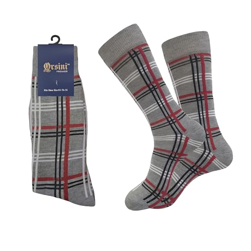 Mens Mix Color Dress Socks Cotton Socks Formal Plaid 12 Pairs Size 10-134