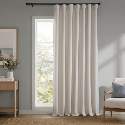 Image of Faux Linen Extra Wide Curtains (1 Panel) - 100W X 84L, Birch Taupe