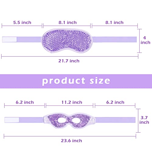 Permotary 2Pcs Gel Eye Mask Reusable Hot Cold Compress Pack Eye Therapy,Therapeutic Gel Eye Spa Pad For Puffiness/Dark Circles/Eye Bags/Dry Eyes/Headaches/Migraines/Stress Relief-Purple&Pink #TOP6