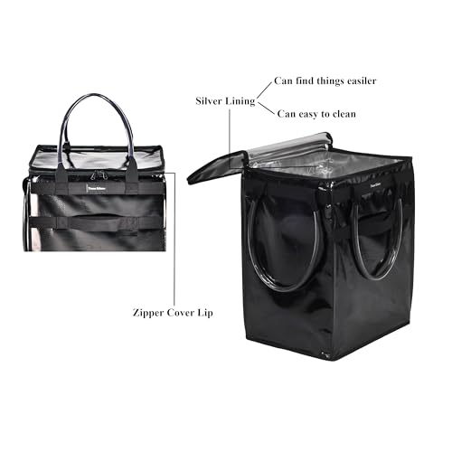Reusable Grocery Bag On Wheels Large Capacity Shopping Trolley Foldable Rolling Tote Bag with Heavy Duty Handle for Travel (Black, Large) by Tense Edano - Used condition - Image 6