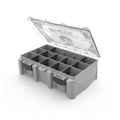 BUZBE Basic 15D (Deep) Utility Box, Waterproof Fishing Tackle Box, Deep Tackle Tray, 3600 Plastic Organizer with Dividers