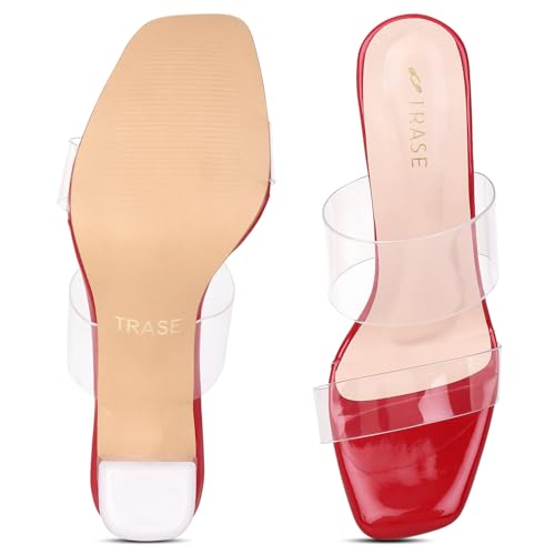 Image of TRASE Transparent Double Strap Block Heels for Women Stylish | Fashionable Heel Sandals for Girls | Elegant & Formal Footwear