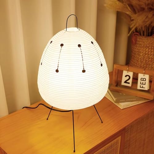 Lampe de table de chambre japonais papier riz luminaire de chevet salon EU - 7