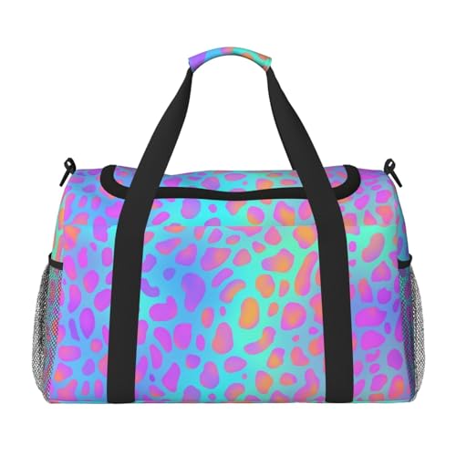 Rainbow Leopard Print Duffle Bag Foldable Travel Tote Bag Carry On Large Weekender Overnight Bags Waterproof Gym Bag For Women Men2