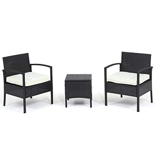 Buying Guide Pamapic 3 Piece Furniture Sets All Weather Black Wicker Sin