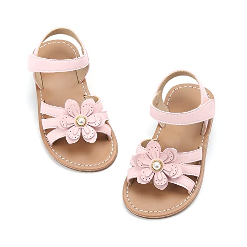 Image of Felix & Flora Toddler Girl Sandals - Little Girl Easter Dress Shoes Lightweight Open Toe Beach Holiday Flats