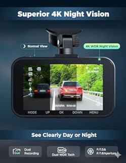 Micmetago Dashcam 4K sans Fil avec Batterie, Dashcam Auto Avant & Arrière, Parküberwachung 24h, Vision Nocturne, Caméra Voiture Trend pour Vidéos Virales et Protection Quotidienne