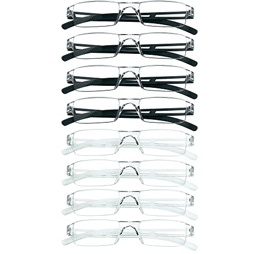 Image of 8 Pack Reading Glasses, Blue Light Blocking Computer Reading Glasses for Women and Men, Lightweight Readers (4 Black+4 Clear,+2.50Magnification)