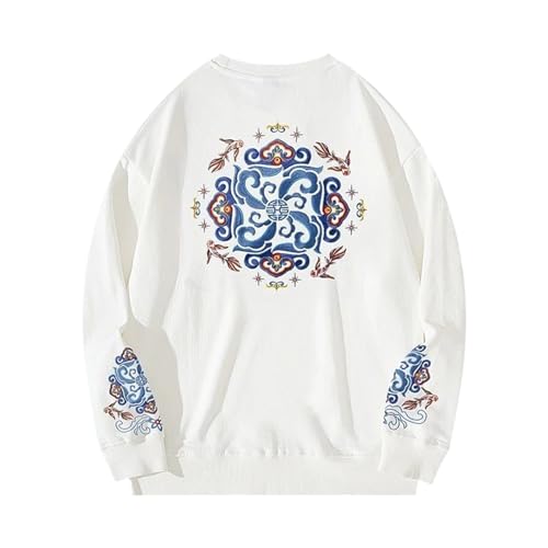 Sweat dragon Harajuku brodé main en coton rétro chic