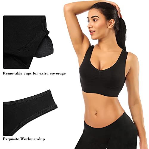 Bestena Sports Bras For Women, 3 Pack Seamless Comfortable Yoga Bra With Removable Pads #TOP3