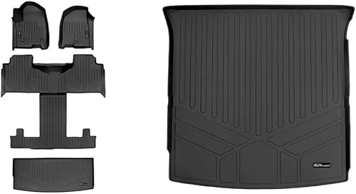 SMARTLINER Juego de 3 filas y forro de carga y forro de carga negro de ajuste personalizado detrás de los asientos de segunda fila compatible con