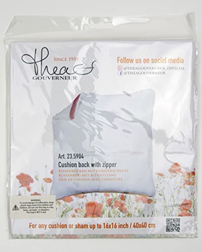 Image of Thea Gouverneur Cushion Back Kit with Zipper - White - for Any 16x16 Inch (40x40cm) Cushion- Cross Stitch Creations - Embroidery - Embroidery Kit for Adults - 23.5904