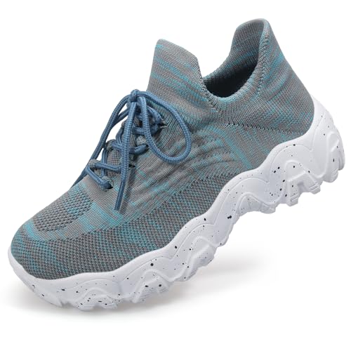 STUNAHOME Womens Walking Shoes Comfort Ultra Lightweight Casual Sneakers Breathable Mesh Slip On Tennis Shoes Fashion Gym Travel Work Blue