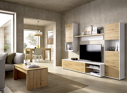 DEKIT GRUPO RIMOBEL Luka Salón Comedor Completo, Melamina, Blanco y Nordic