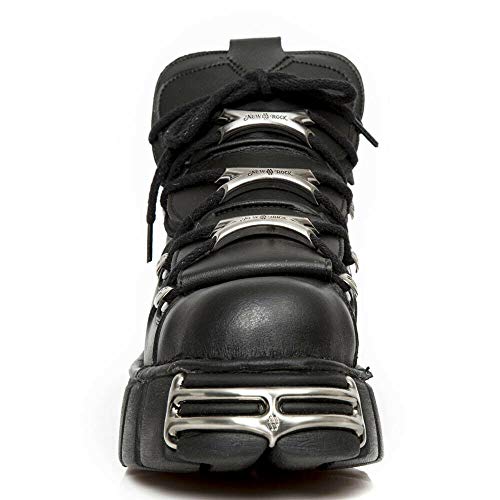 New Rock Tower Ankle Boots M-106-Vs1 Unisex Metallic Black Vegan Leather Gothic Punk Rock 11 #TOP2