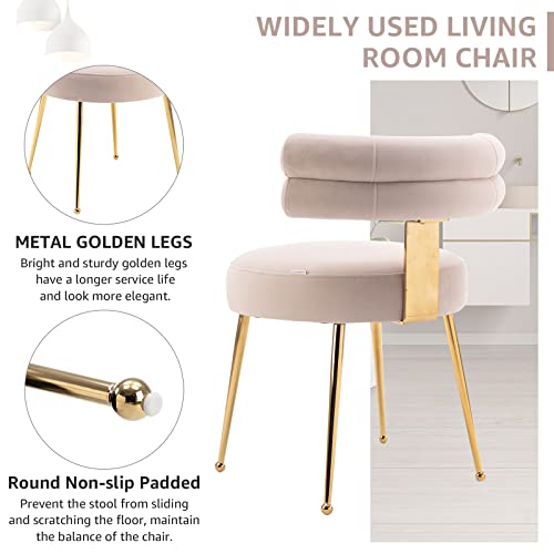Nioiikit Velvet Dining Chairs Set Of 2 Modern Upholstered Side Chairs With Gold Legs, Comfy Curved Back Accent Chairs, Stylish Vanity Chairs For Dining Room, Living Room, Bedroom (2, Ivory) #TOP2