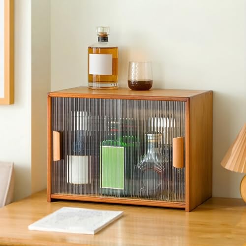Gabinete de bambú Sto para eliminar el caos visual con puertas correderas acrílicas 2