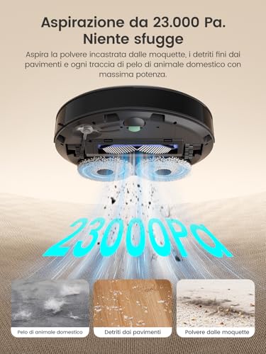 Lefant M3 Ultra Robot Aspirapolvere Lavapavimenti con Mappatura, 23000Pa, LiDAR dToF, Ostacoli PSD, Lavaggio a 75°C e Asciugatura, Stazione All-in-One, Autosvuotamento 3,2L, WiFi 2.4G/5G, Alexa/App - Immagine 2