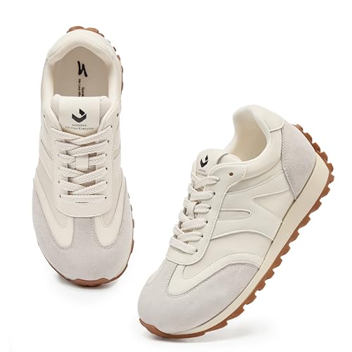 somiliss Wide Toe Box Sneakers for Women Breathable Fabric Leather Suede Upper Non-Slip PU TPR Outsole Walking Shoes Tennis Running Fashion Sneakers