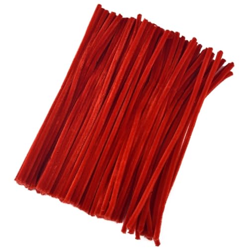 Tallos de chenilla rojos y flexibles para manualidades creativas de flores con niños