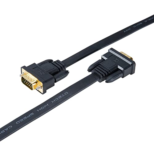 Image of DTech Flat Thin VGA to VGA Cable 75ft Extra Long Male to Male 15 Pin Connector Cord for Computer to Monitor 1080p HD Video (23 Meter, Black)