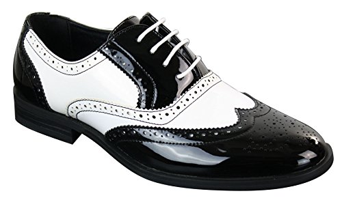 Zapatos de encaje Gatsby Classic 1920 para hombre, calzado bicolor blanco y negro talla 44