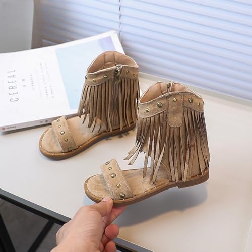Girls Summer Bohemia Rivet Gladiator Sandals Tassel Beach Roman Shoes with Side Zipper2