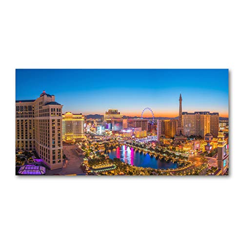 Fond de hotte verre trempé 120x60 lavable anti-projections motif bleu Las Vegas