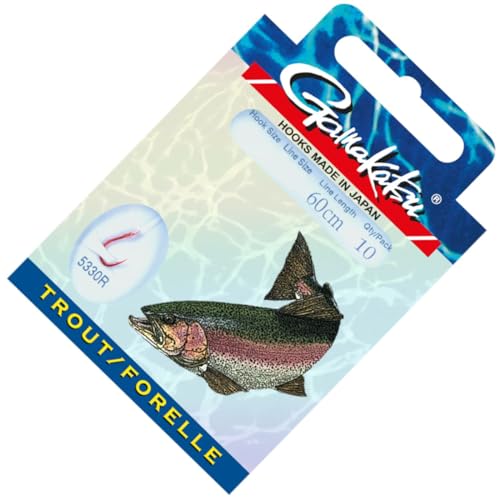 Produktfoto von Gamakatsu Trout LS-5330 Haken 60cm Rot - 10 gebundene Forellenhaken