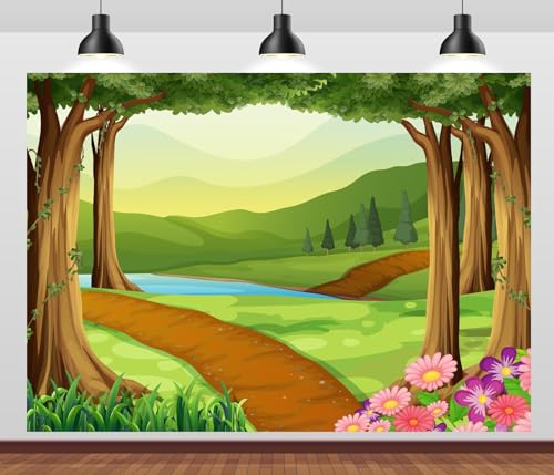 Fondo Fotográfico Tela Bosque Cartoon 10x6.5ft BELECO miniatura 1