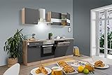 respekta Küche Küchenzeile Einbauküche 220 cm Eiche Sonoma Sägerau Grau CERAN KB220ESGC