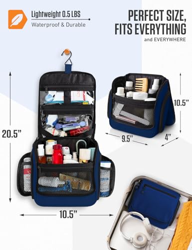 Image of VENTURE 4TH Hanging Travel Toiletry Bag, 18 Compartments - Navy Blue