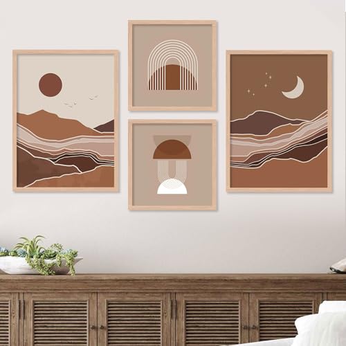 walllane - Minimal Art Framed Painting/Poster For Living Room, Bedroom, Office/Frames For Wall Decor (10 Inch x 13 Inch) Set Of 4 Cate- 025