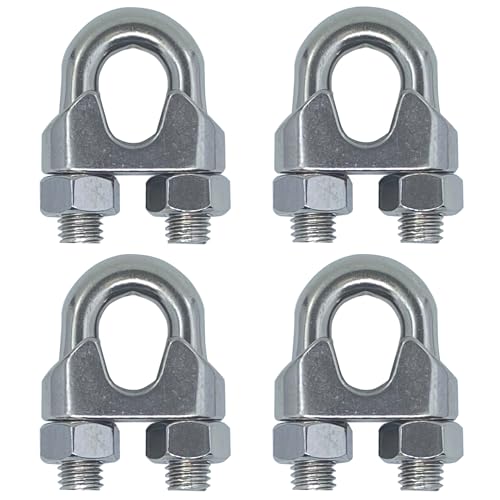 Heverp DLJTM12 4Pcs 1/2 Inches M12 Stainless Steel Wire Rope Cable Clip Clamp cover