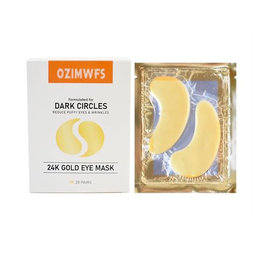 OZIMWFS Organic 24K Gold Eye Mask with Collagen. Treatments reduce Puffy Eyes and Dark Circles Reduce Wrinkles and Fine lines