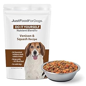 JustFoodForDogs DIY Nutrient Blend Supplement for Homemade Dog Food, Venison & Squash, 4.02oz