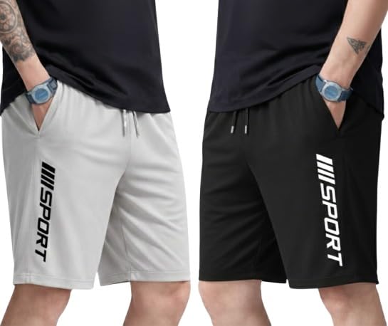 DESNUDA Men Solid Sports & Running Shorts, Gym Shorts for Male Casual Shorts with Two Zipper and Drawstring Closure with Elastic (Pack of 2)-picture-10