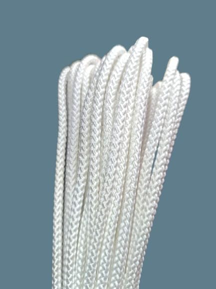 APCORD 7418 Diamond Braided Cords Rope Polyester HT/Nylon Rope | 3.5/4mm Size | Bright White | Double Braided Rope| Flag line Purpose | Tent | Gardening uses | 1 x 60 Meter Length | No Cotton Mixed