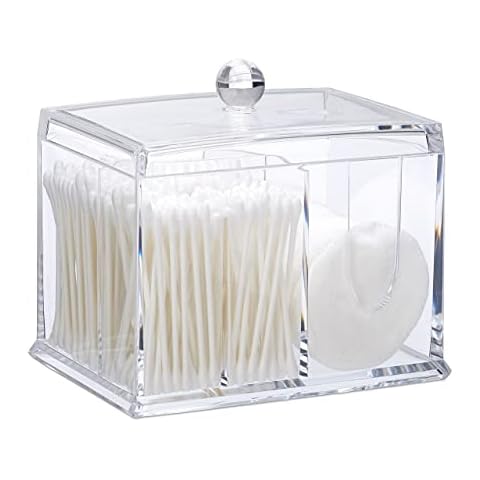 Relaxdays Clear Cotton Swab Storage Box Cover