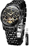 OLEVS Black Men's Automatic Mechanical Watches Luxury Dress Waterproof Self Winding Moon Phase Chron