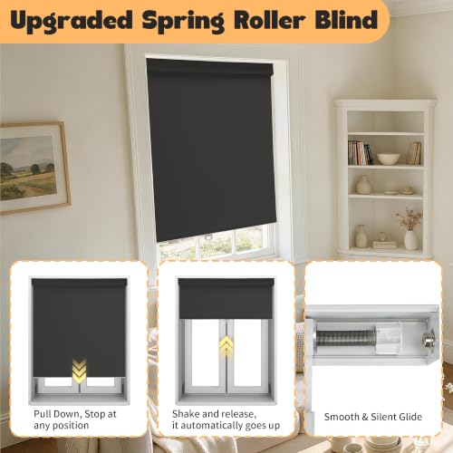 Image of Niche Blinds Cordless Blackout Roller Shades with Valance,Black,33 inch Wx72 H