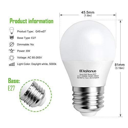 Kakanuo Lampadina LED E27 G45 6W Bianca Fredda