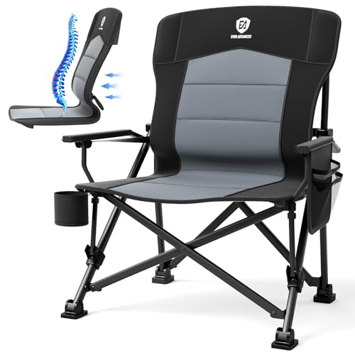 EVER ADVANCED Campingstuhl Faltbar 230KG Belastbar XL Lendenwirbelstütze...