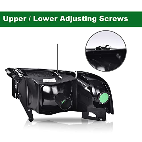 Image of GRAND ORANGE Headlights Assembly, Compatible with Dodge Ram 1500 2500 3500 1994 1995 1996 1997 1998 1999 2000 2001 2002 Black Housing Clear Corner Lamps(Clear lens Black Housing Clear Reflector)